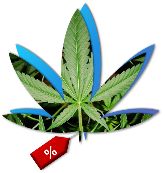 Cannabisblatt mit Rabatt